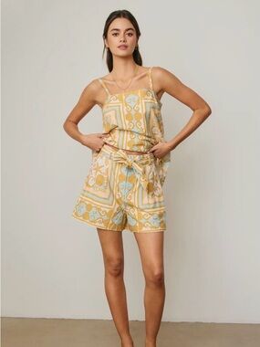 Versace Style Scarf Print Baroque Boutique Seashell Shell Shorts Small-Large